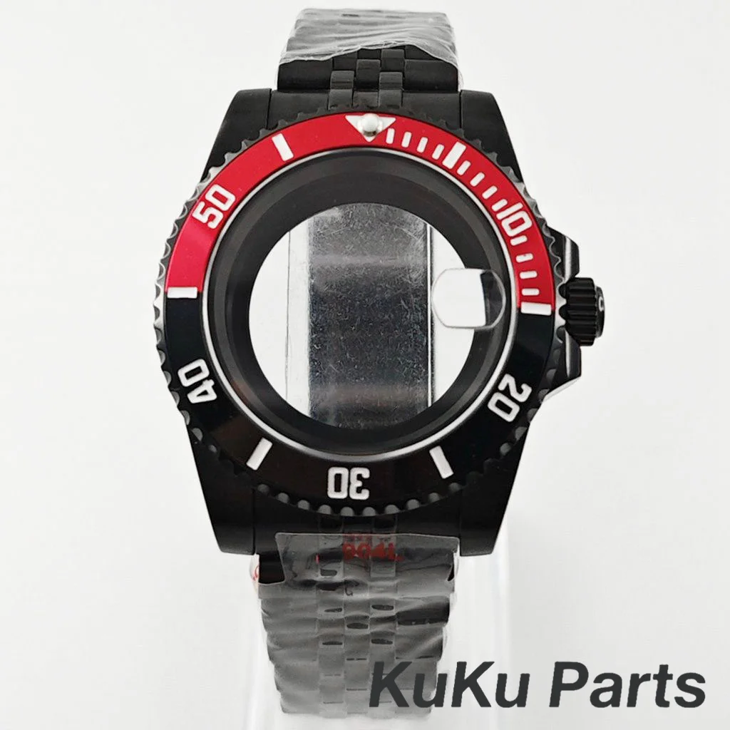 Black Purple GMT Bezel Watch Case with PVD Black Jubilee Bracelet and Sapphire Crystal