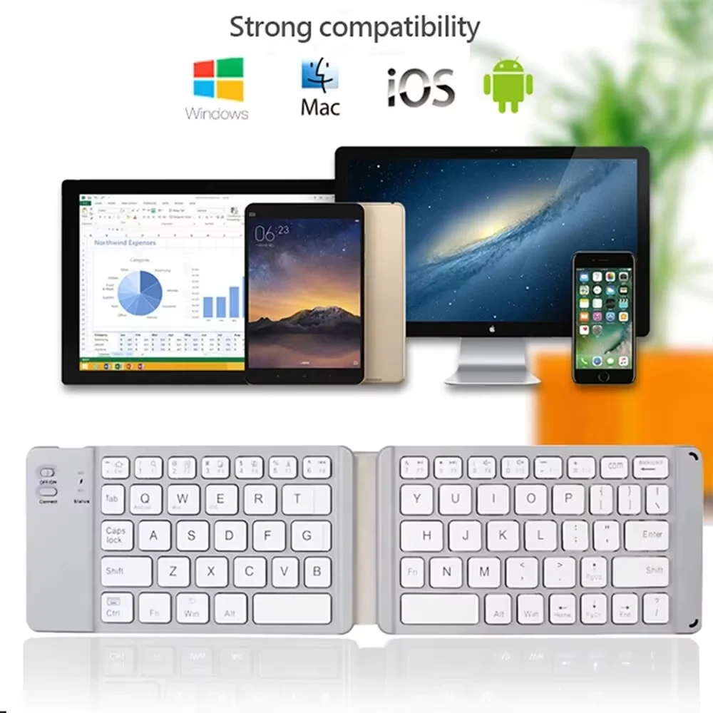 Foldable Bluetooth Keyboard Office Mini Keyboard Rechargeable Portable Wireless Keyboard For IPAD Mobile Tablet Notebook