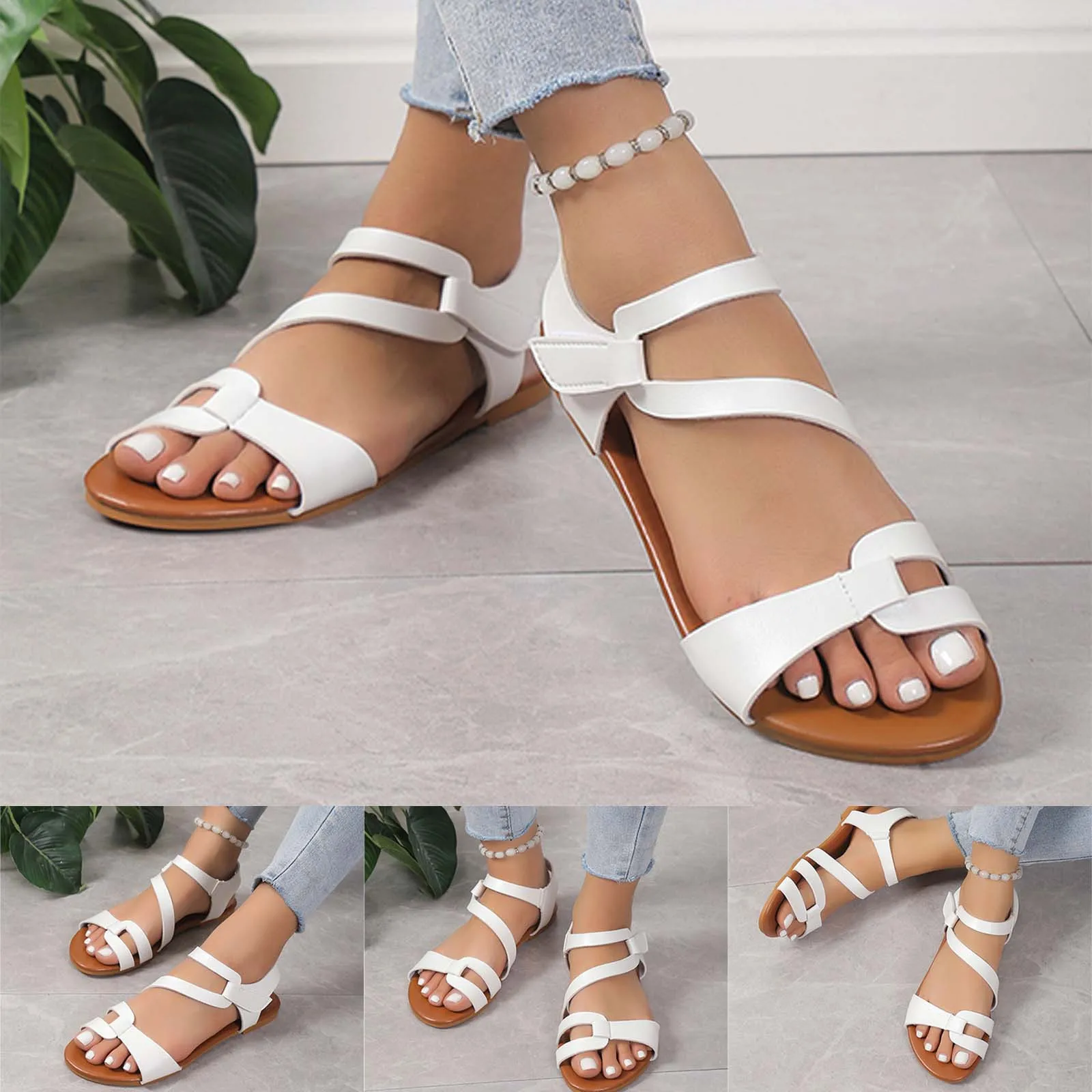 WomenSBeachSandalsHollowCasualSlippersFlatShoesRetroSandals