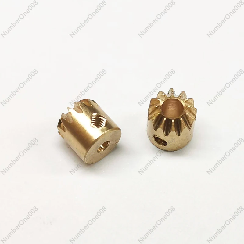 0.5 Modulus 12 Teeth, Shaft Hole 2/3 Bevel Gear 90 Degree Right Angle Drive, Brass Metal Bevel Gear, Model