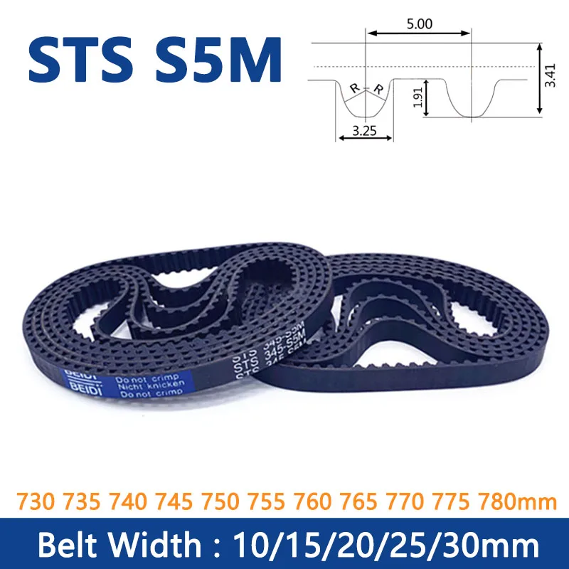 

1pc STS S5M Rubber Timing Belt Length 730 735 740 745 750 755 760 765 770 775 780mm Width 10 15 20 25 30mm Loop Synchronous Belt