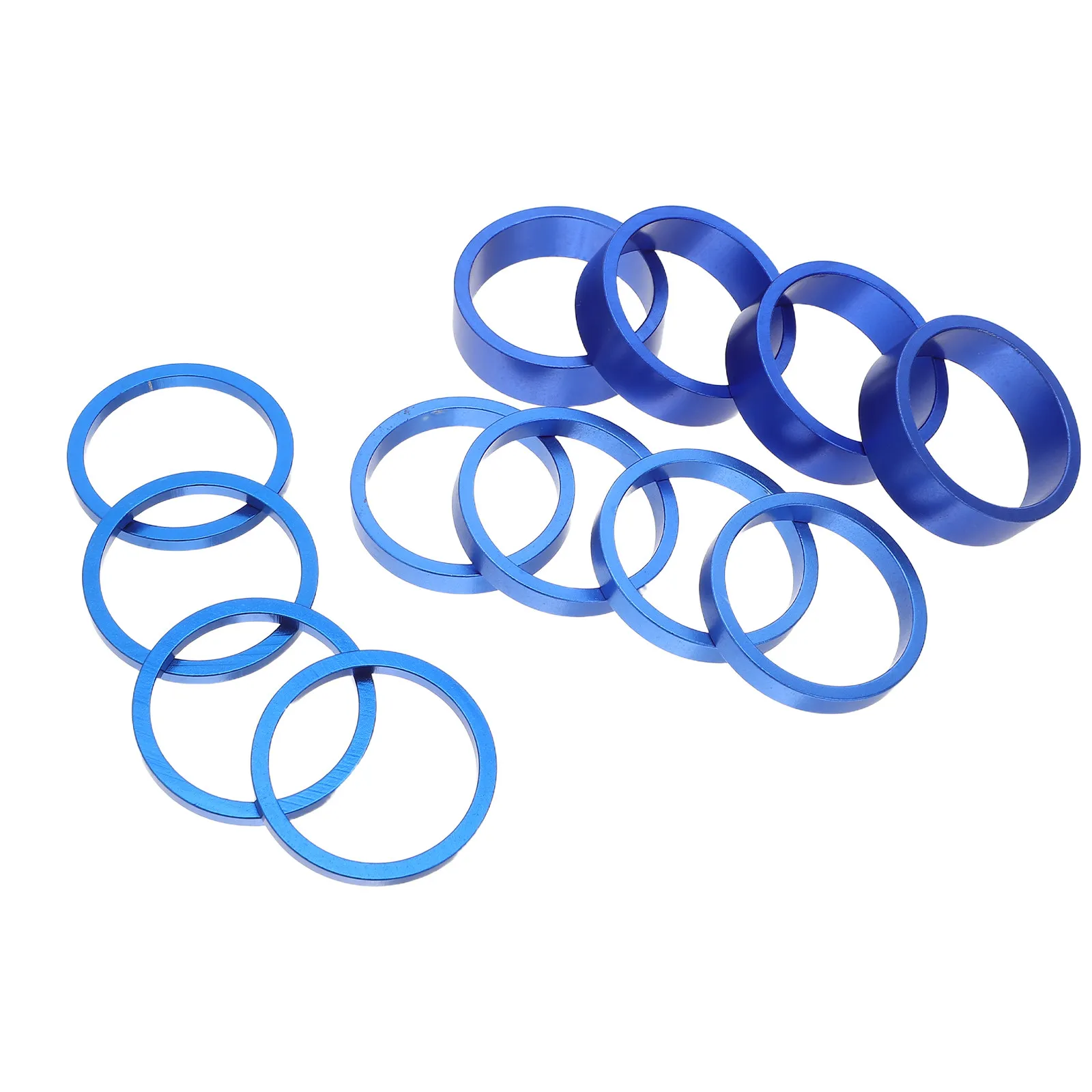 15Pcs 블루 아노다이징 알루미늄 합금 자전거 프론트 포크 스페이서 키트 3 5 10mm 핸들바 스템 스페이서 (로드 사이클링, 산악 자전거용)