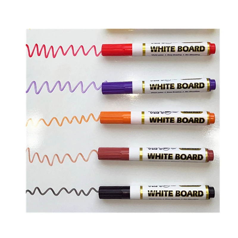 교사를위한 6pcs 다채로운 화이트 보드 마커 펜 사무용 문구 빠른 건조 지우기 화이트 보드 마커 교실 용품