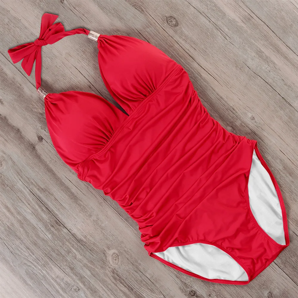 2022 New Summer Beach Wear  Push up Swimwear One Piece Swimsuit Women Black Bathing Suit Halter Top Swimming Suit Set