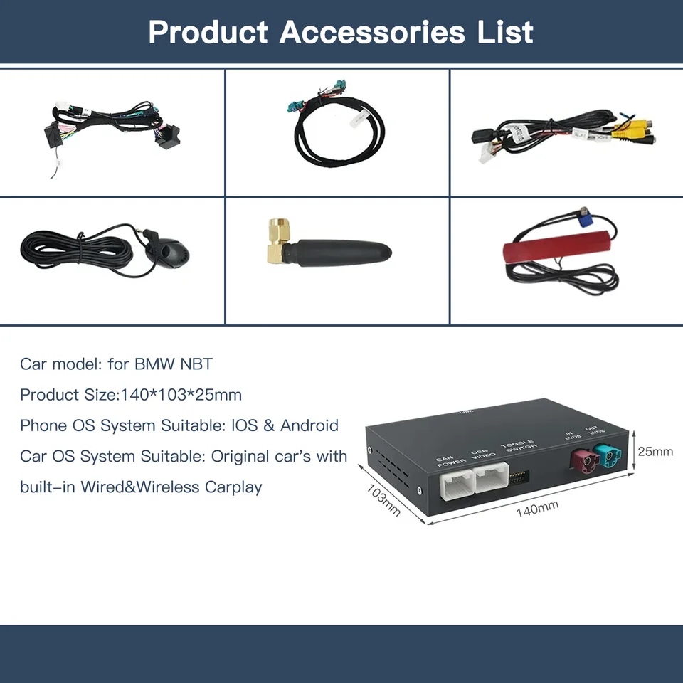 BMW用ワイヤレスAndroid自動carplay,mini r55,r56,r57,r58,r59,r60,r61 