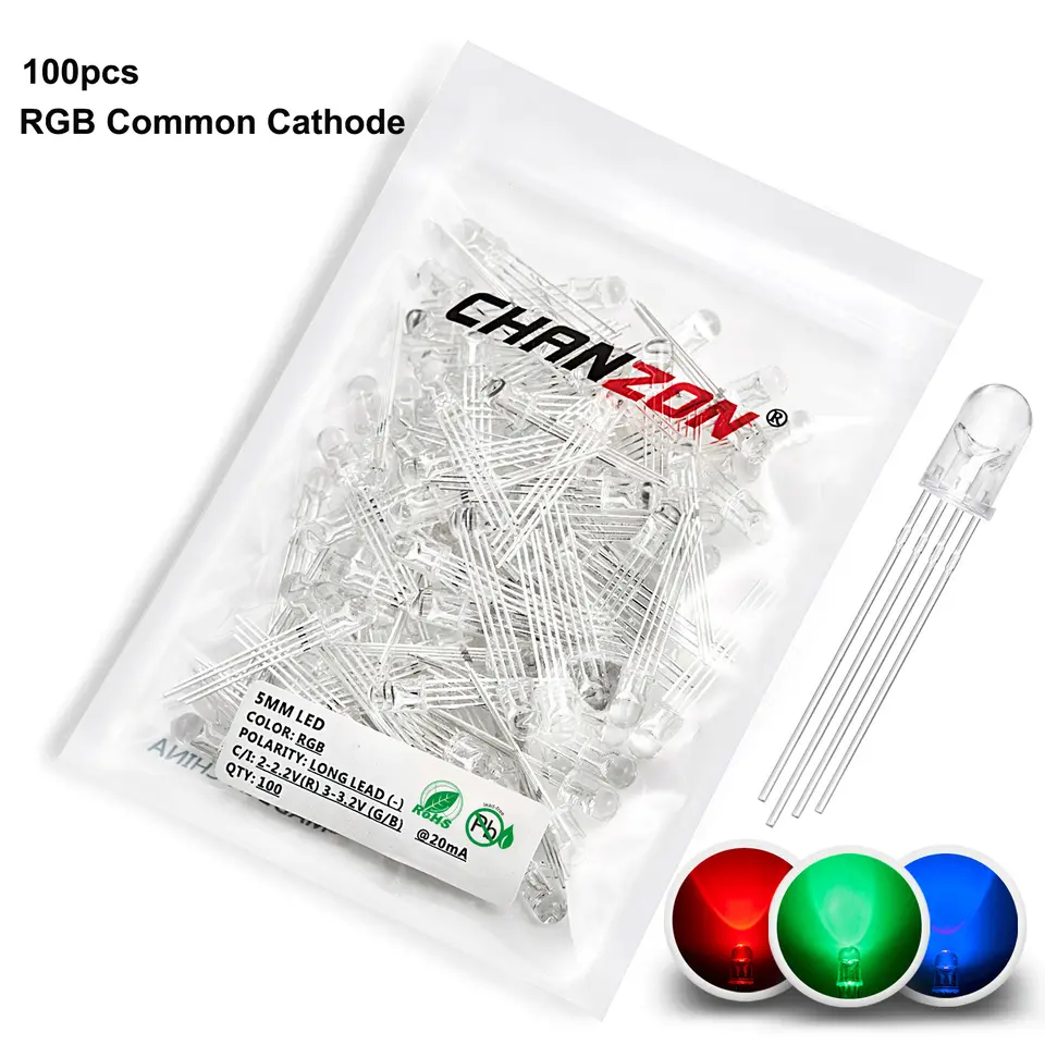 5mm 8mm 10mm Led Diode RGB Light Emitting 4 Pin Common Anode Cathode Tricolor Multicolor Clear Diffused DIY PCB Lamp Bulb image 10