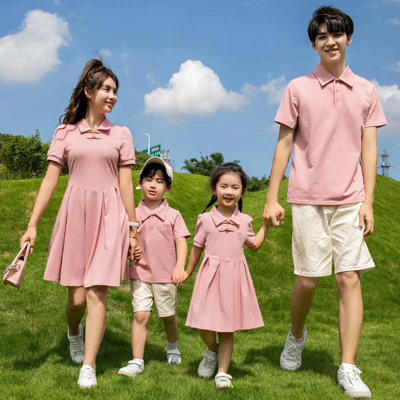 

Family Clothes for Parents and Children Boys Girls Sets Two Pieces Mom Daughter Summer Dress Women Dresses 2024 Dad Son Clothing