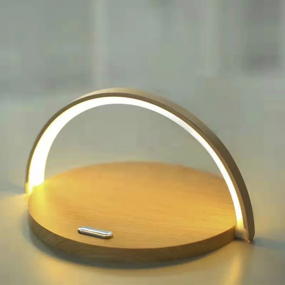 Qi 무선 충전기 LED 테이블 램프, DC5V, 10W, USB 충전 LED 책상 램프, 조명 조정 테이블 침대 옆 램프, 전화 거치대 포함