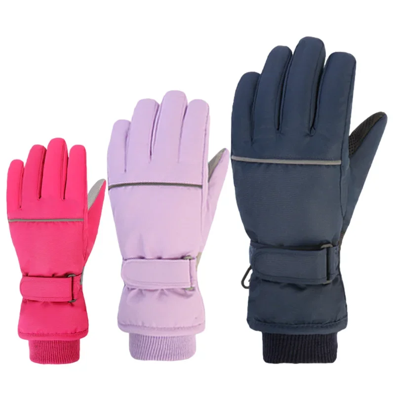 Children Ski Gloves Keep Finger Warm Waterproof Thicken Mittens Winter Snowboard Snow Kids Gloves for Boys Girls