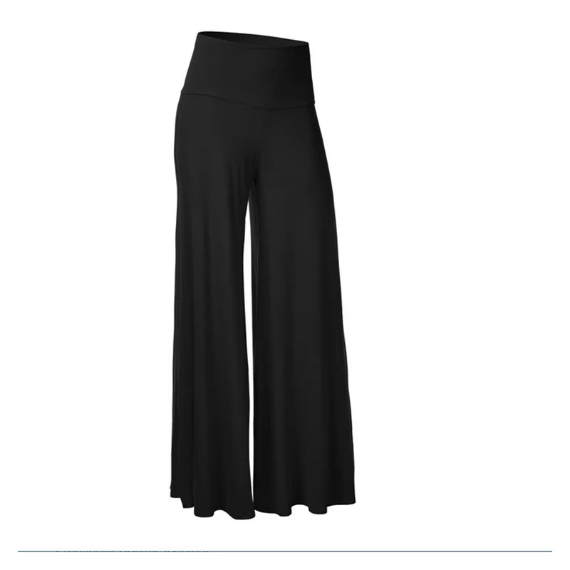 

Women Solid Color Flare Pants Lady Loose Stretch Pleated Lounge Trousers High Waist Wide Leg Maxi Long Pants Sweatpants Women