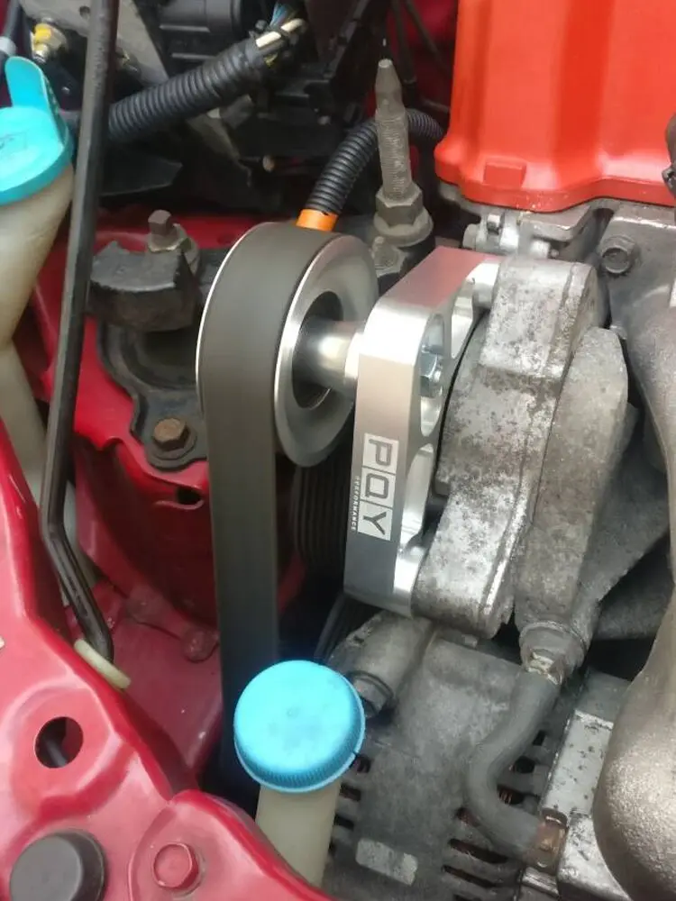 Hypertune Adjustable EP3 Pulley Kit for Honda 8th 9th Civic K20 & K24 Engines with Auto Tensioner Keep A/C Installed CPY01