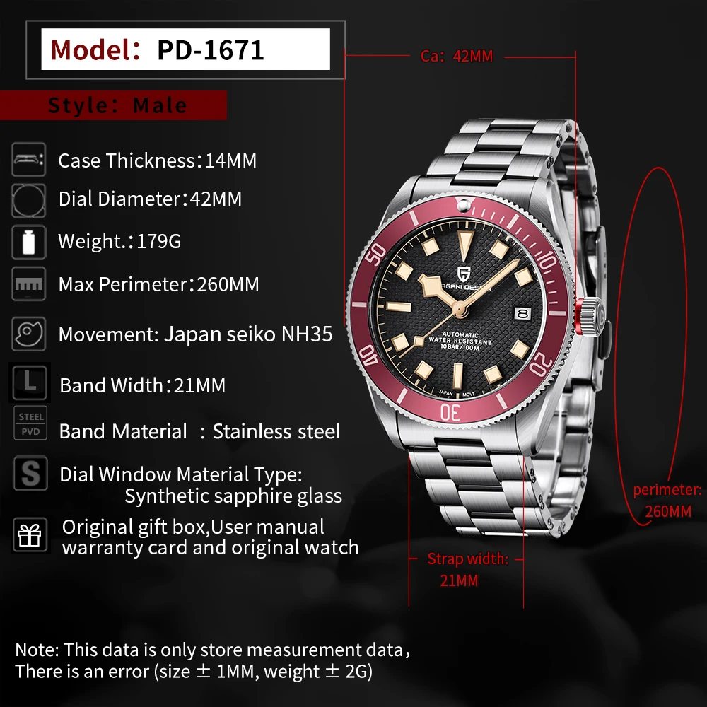 New PAGANI DESIGN BB58 Men's Watches Mechanical Watch For Men Luxury Automatic Watch Men NH35 100M Waterproof Reloj Hombre
