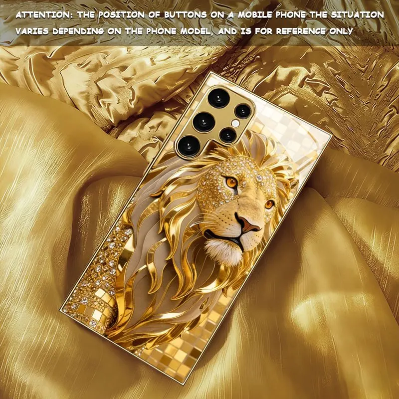 Golden Lion Weiyi Pattern Electroplated Gold Mobile Phone Case