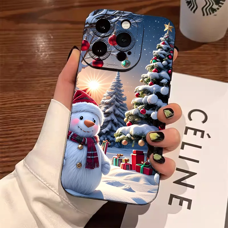 Festive Snowman Christmas Tree Pattern Phone Case Cover