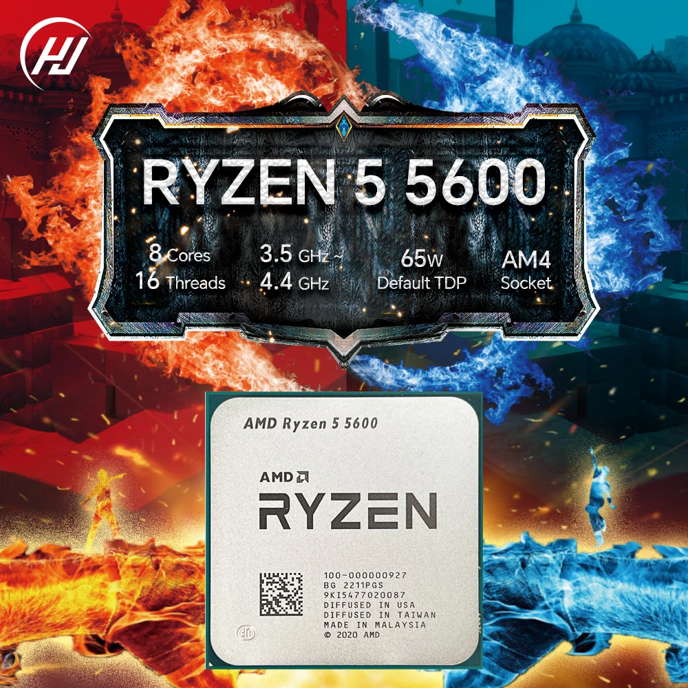AMD Ryzen 5 5600 3.5GHz 6 cœurs 12 threads nouveau 7NM L3 = 32M 100-000000927 R5 5600 Socket AM4 processeur d'unité centrale mais sans refroidisseur