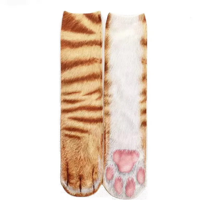 Funny and Creative Animal Claw Mid-Calf Socks, 3D Print, Heat Transfer, Adult Cat Dog Paw Socks