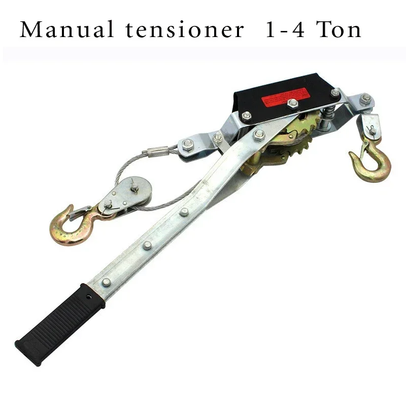 WLL 1-4 Ton Wire Rope Ratchet Hand Power Puller Tighten Tool Steel Cable Gear Winch Puller Tightener Double Hook Lifting Tools