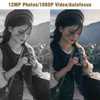 CHUZHAO Vintage Mini Digital Camera Autofocus 12MP, 1080P FHD Video Vlogging Portable Camera for Christmas Birthday Ideal Gift 2