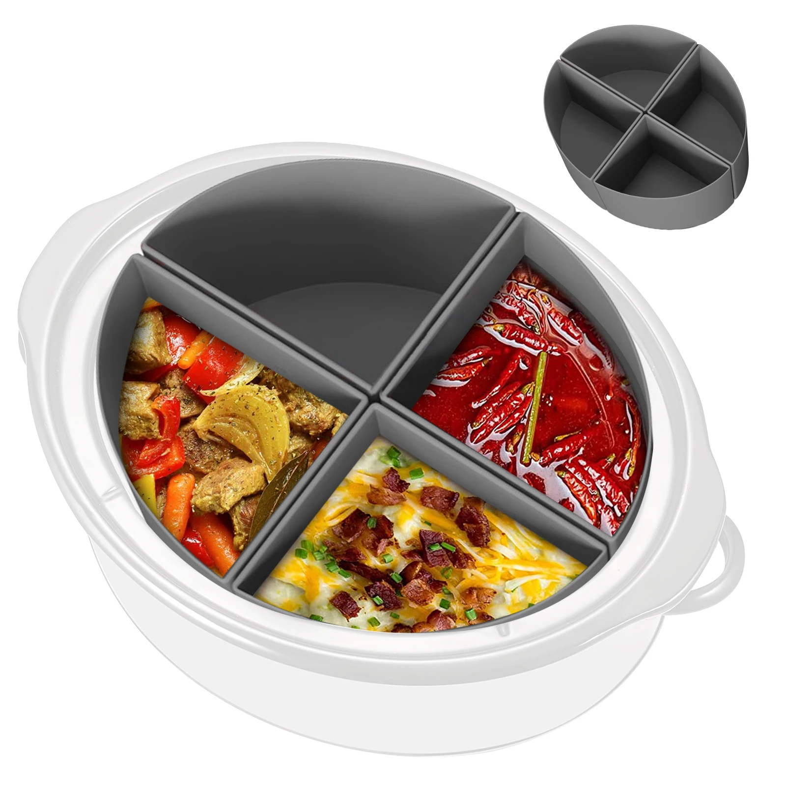 Cooker Divider Insert for Crockpot 6QT Reusable and Leak Proof Silicone