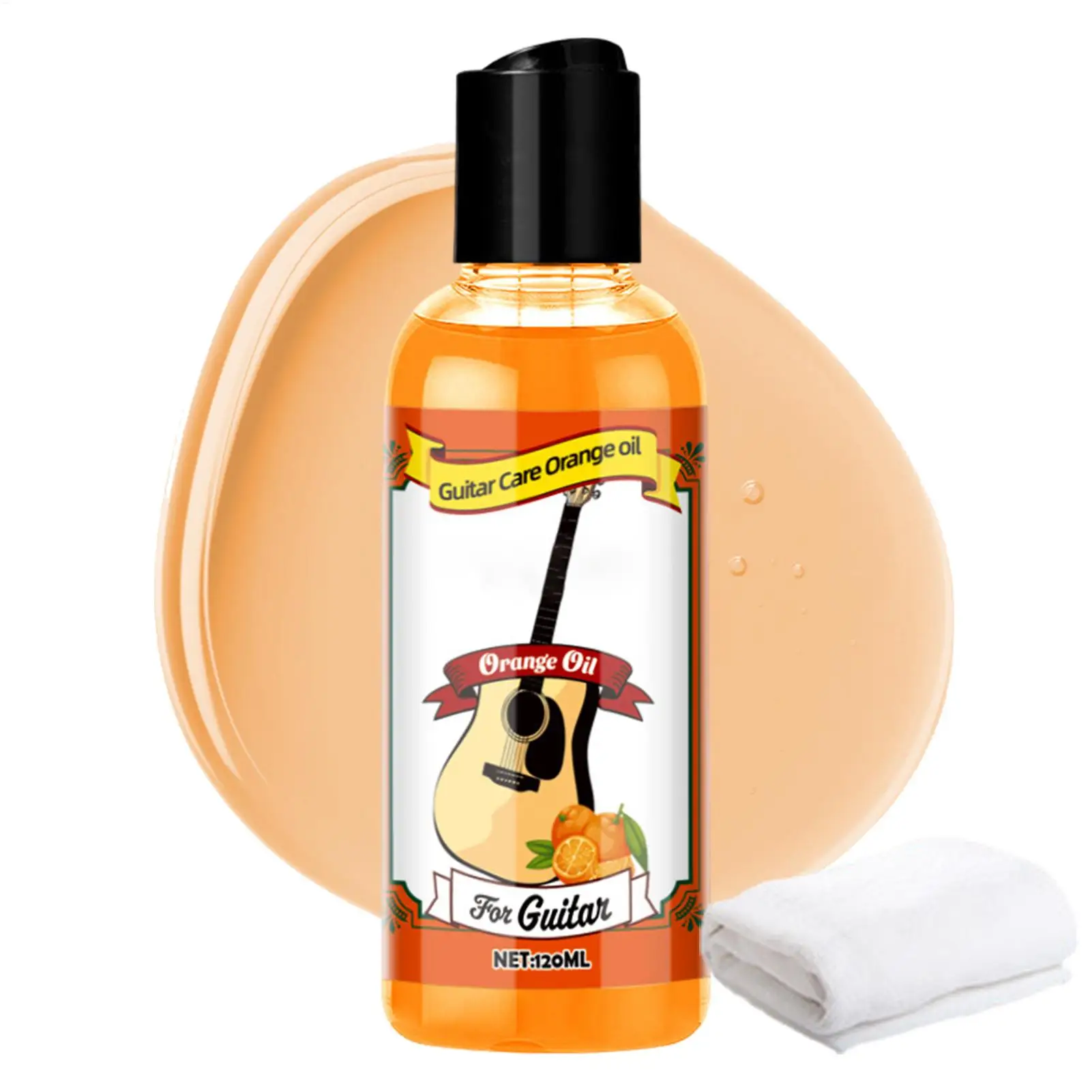 Fretboard Conditioner Guitar Care Oil Cleaner Polish Kit 120ml Polishing Oil Portable Guitar Care Orange Oil with Cleaning Cloth