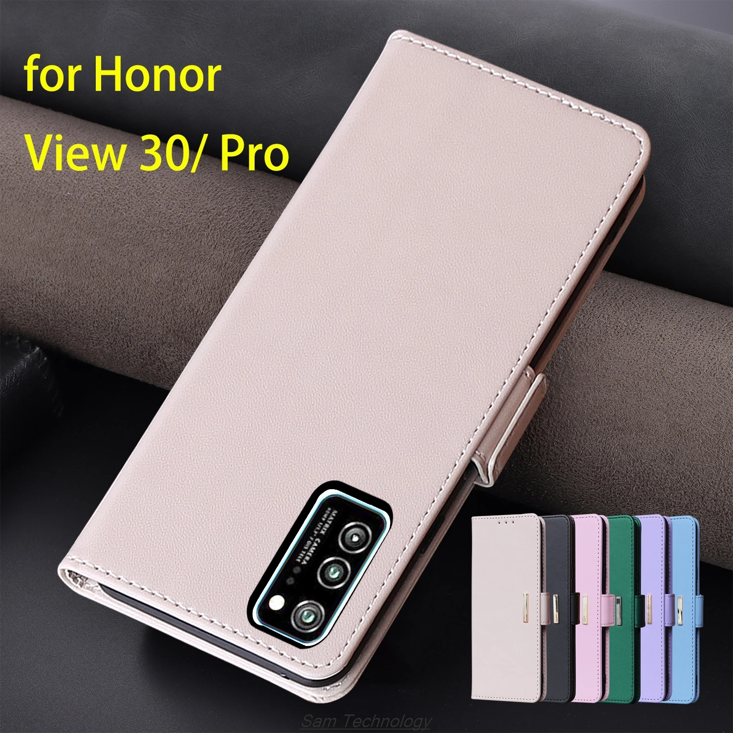 Elegant Magnetic Buckle Leather Wallet Case with RFID Blocking