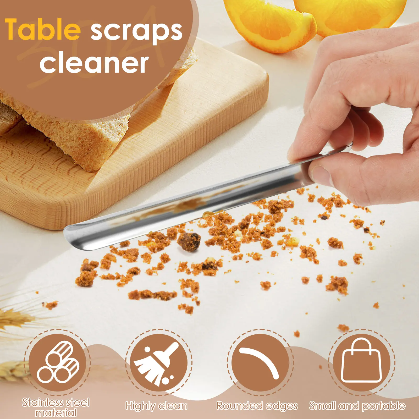 Stainless Steel Table Crumb Sweeper Kitchen Cleaner Scraper