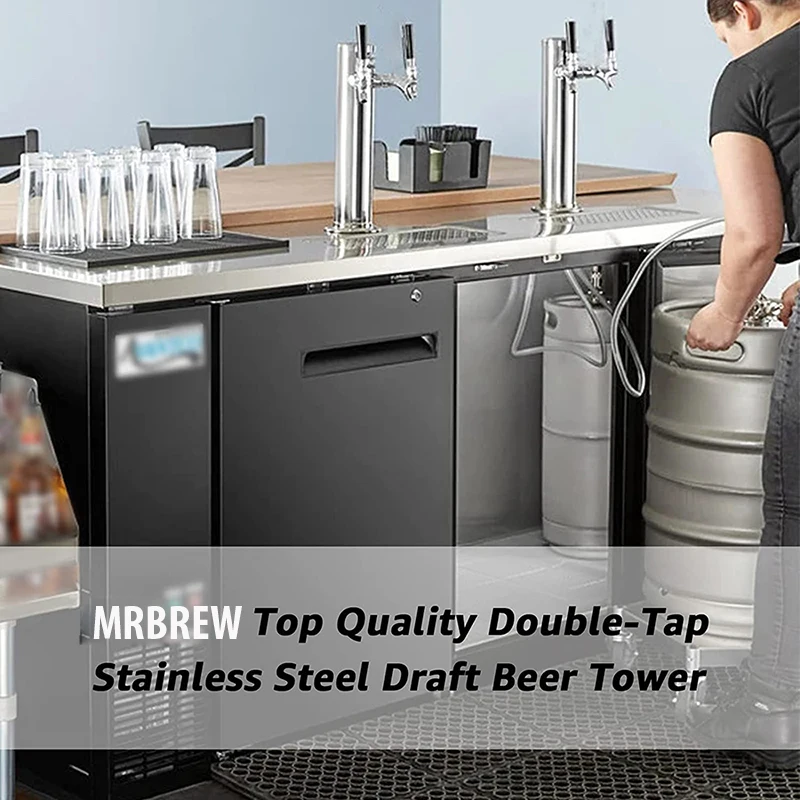 Distributeur de bière à triple robinet, 2,99 po en acier inoxydable  Distributeur de bière pression avec 3 robinets et raccords de tuyau pour bar