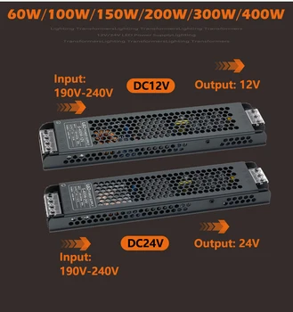 LED Transformers Driver 12 V/24 V แหล่งจ่ายไฟ 60W 100W 200W 300W 400W 190-240V Led Strip Converter อะแดปเตอร์ 1