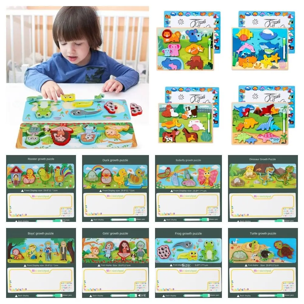 

Cartoon Wooden Cartoon 3D Puzzle Drawing Board 2 In 1 Baby Montessori Toys Intelligence Game Multiple-topic Animal Jigsaw