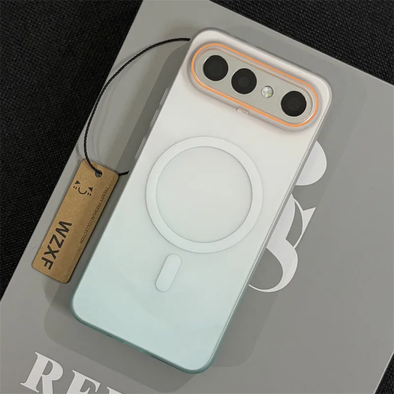 Luxury Magnetic Gradient Semi-Transparent PC Phone Cover with Wireless Charging Compatibility