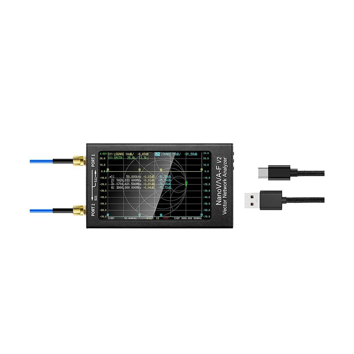 

For NanoVNA-F V2 Vector Network Analyzer 50KHz-3GHz Antenna Analyzer HF VHF UHF VNA 4.3 Inch 5000MAh Analyzer