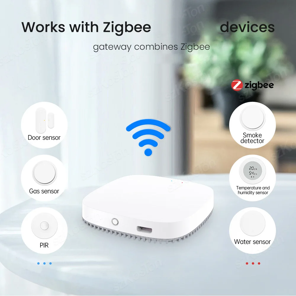 Wireless Zigbee Gateway Tuya Smart Home Bridge Hub Smart Life APP Remote Control Zigbee 3.0 Protocol Works with Alexa Google Zigbee Gateway Smart Gateway