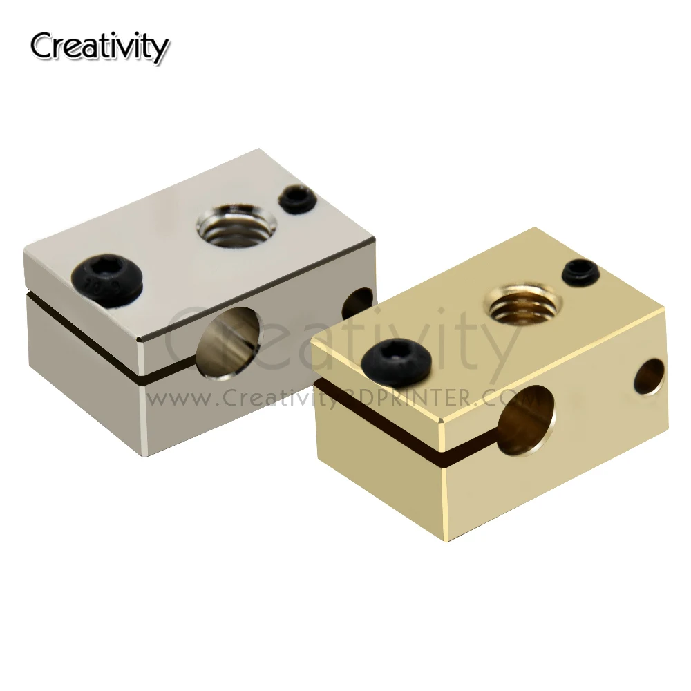 

High Quality V6 PT100 Heater Block Aluminium Brass Copper Plated PT100 For Upgrade E3D V6 Hotend DDB Titan Extruder
