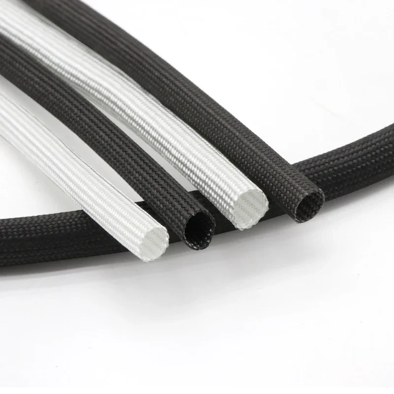 1/2/5m Braided Fiberglass Sleeve ID 1mm ~ 40 mm 600 Deg.C High Temperature Chemical Glass Fiber Tube Fiberglass Sleeving Fiberglass Sleeving