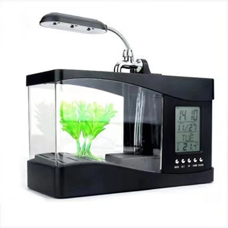 Multifunctional Fish Tank Table Filter Lighting Three-in-One Fighting Fish Tank Aquarium Accessory Aquarium LCD Timer Clock Lamp