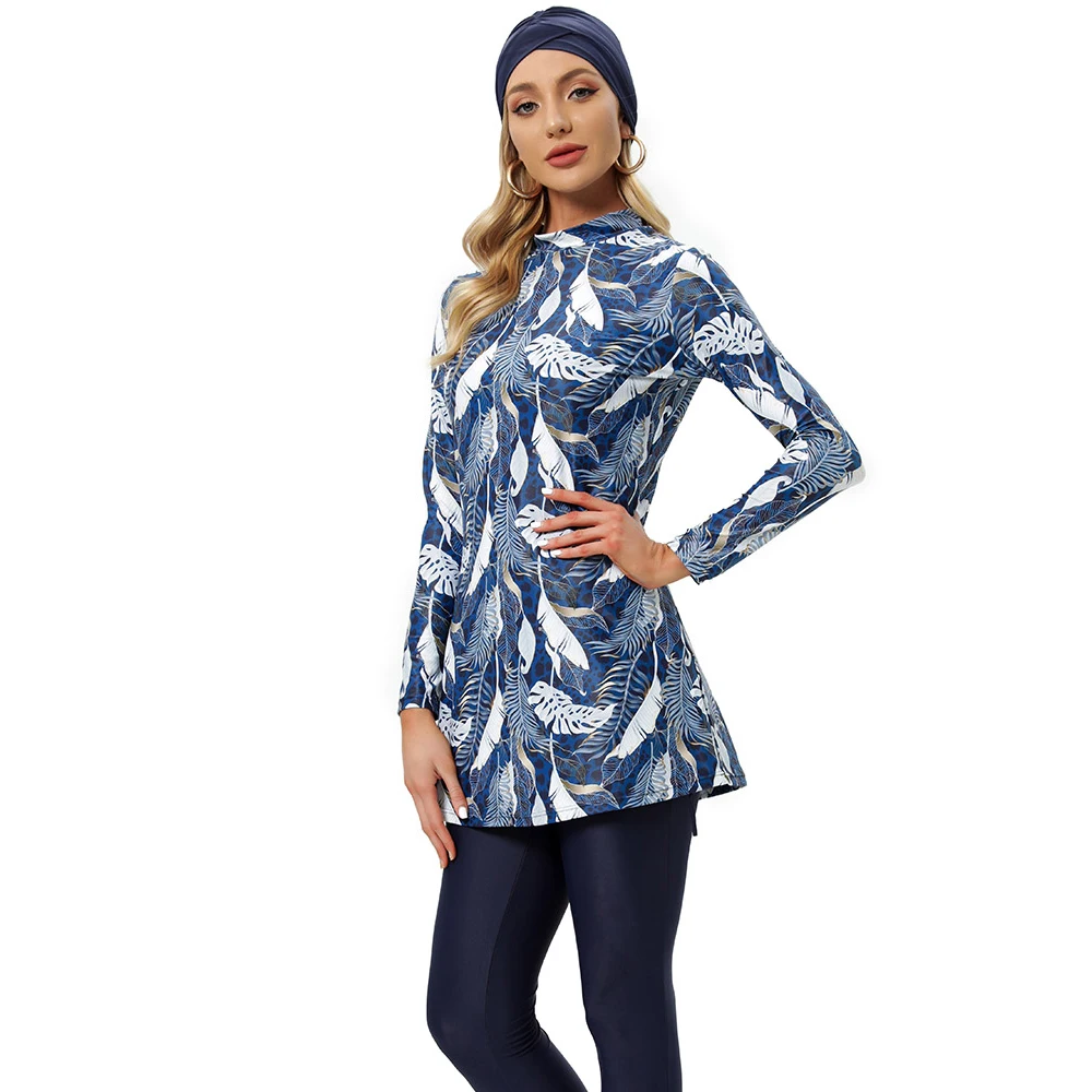 

Женский купальник Burkini, мусульманский сдержанный купальник с бюстгальтером, передняя черная и белая клетка