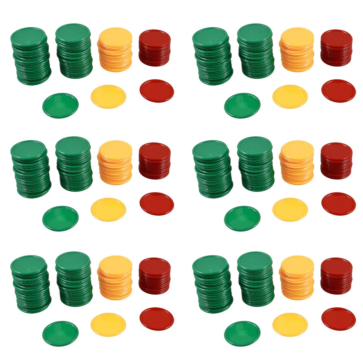 BAAU Red Yellow Green Round Shaped Mini Poker Chips Lucky Game Props 414 Pcs
