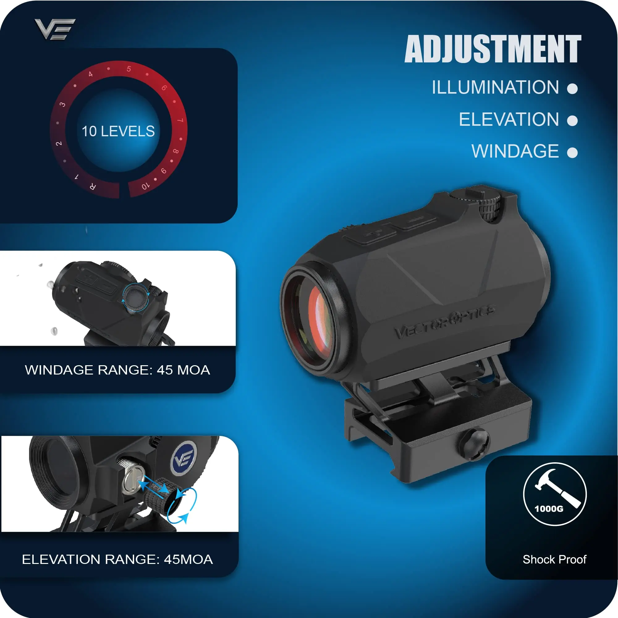 Vector Optics Maverick-IV 1x20 Mini Rubber Armored Reflex Sight Red Dot Scope Compact Size With IP67 For AK AR 15 .308 12GA