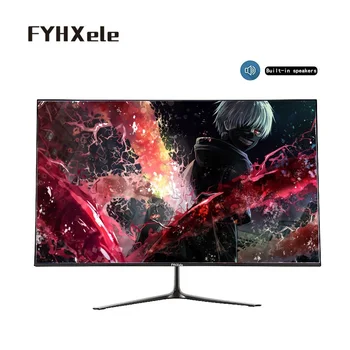FYHXele 게임용 HDMI 호환 LCD 디스플레이 모니터, 24 인치, 1080P, 75Hz, VA, 5ms, 16:9 깜박임 없는 눈 보호 스피커