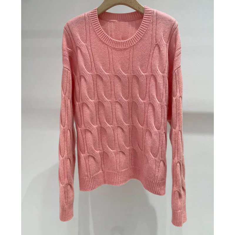 

12.6 Women High Quality Cashmere Knit Round Neck / V-Neck Long Sleeve Loose Comfortable Pullover Sweater