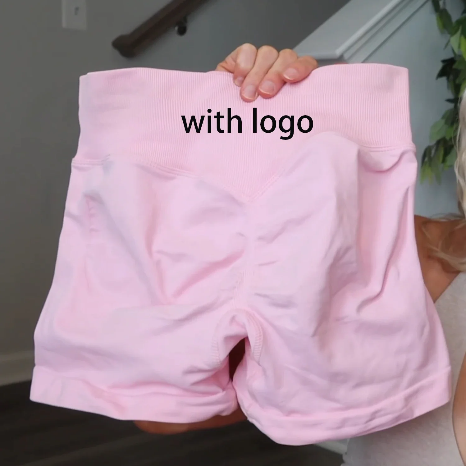 Impact Shorts 4.5" With logo Gym Shorts Women Fitness Sports Low Ribbed Band Workout Scrunch Butt Yoga Booty Running Short Pants 2