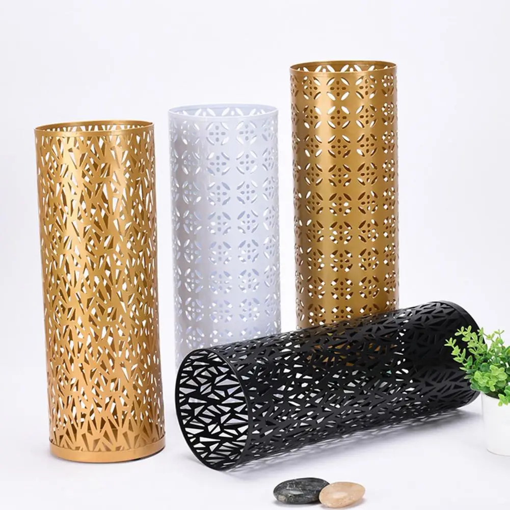 Umbrella Stand Rack Rustproof Corrosion Resistant Entrance Umbrella Holder Metal Hollowed Round Organizer Bin umbrella holder umbrella storage rack umbrella base umbrella hooks umbrella bag umbrella replacement parts mobile phone holder stand umbrella bracket detachable umbrella