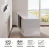 Floating Fireplace TV Stand Wall-mounted Mirror with 40-inch Electric Fireplace Modern LED Lights Media Console All White 2