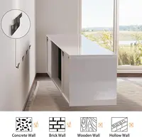 Floating Fireplace TV Stand Wall-mounted Mirror with 40-inch Electric Fireplace Modern LED Lights Media Console All White 2