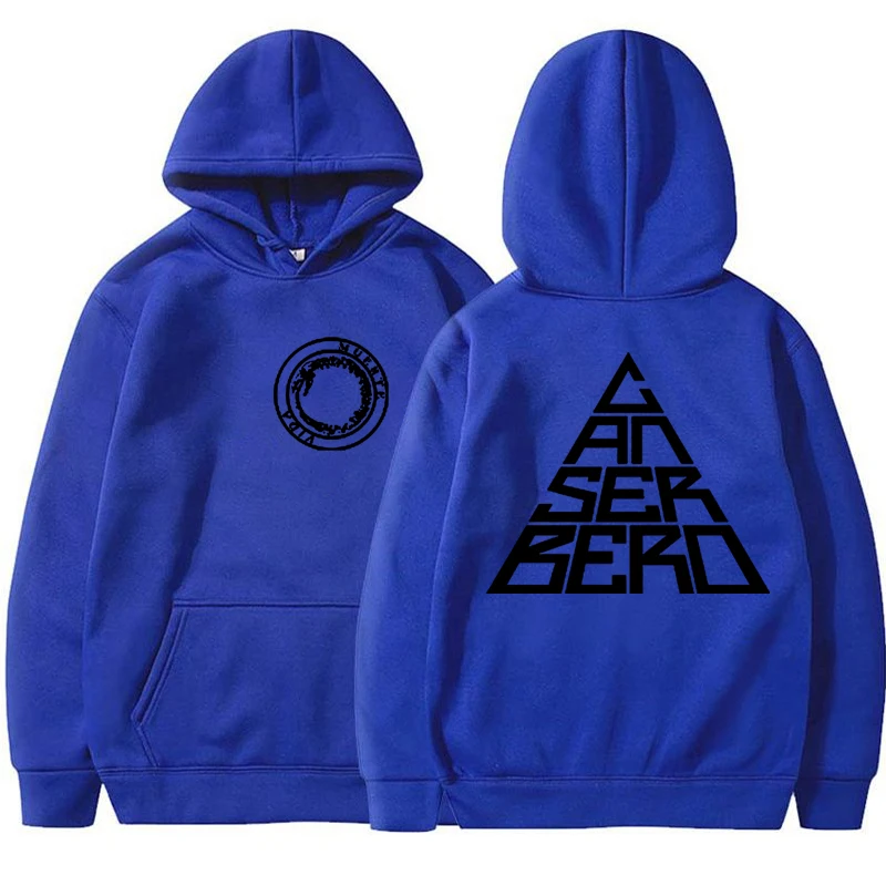 

2024 Canserberosed Long Sleeve Hoodie Fashion Streetwear Pyramid Letter Print Long Sleeve Hooded Top with Pockets Unisex Winter