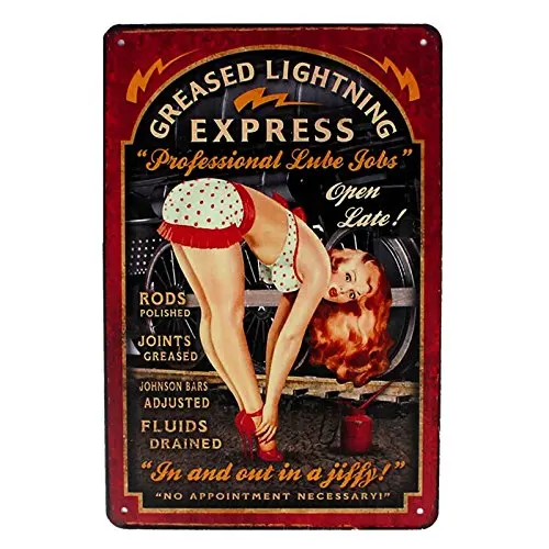 

metal tin sign Greased Lightning Express Bar Cafe Garage Wall Decor Retro Vintage 7.87 X 11.8 inch