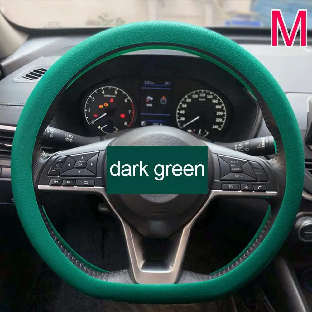 Universal Silicone Steering Wheel Cover - Soft, Textured, Multi-Color Car Accessory