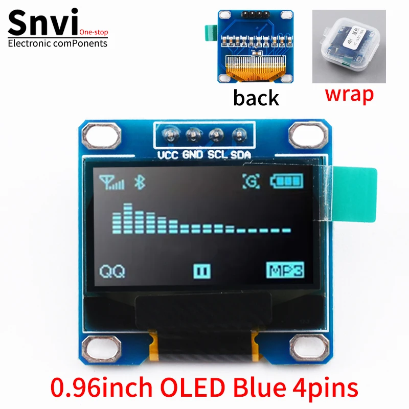 Compact 0.96 White OLED Display with I2C Interface, 128x64 Resolution