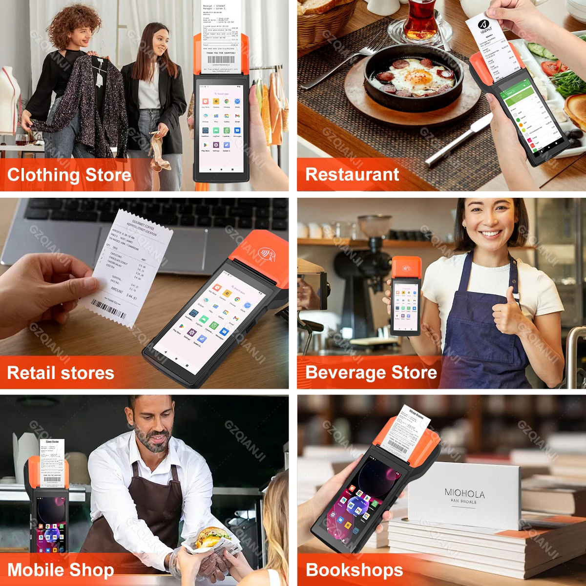 Handheld PDA Printer Handheld Commercial PDA Android 8.1/13 Bulit-in 58mm Thermal Receipt Printer NFC Optional for Cafeteria WIFI Bluetooth Connect