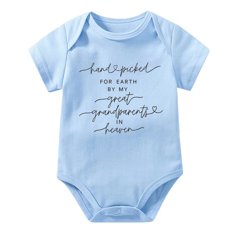 New Hand Picked For Earth By My Great Grandparents in Heaven Baby Rompers Boys Girls Bodysuits Clothes Baby Shower Gift 3